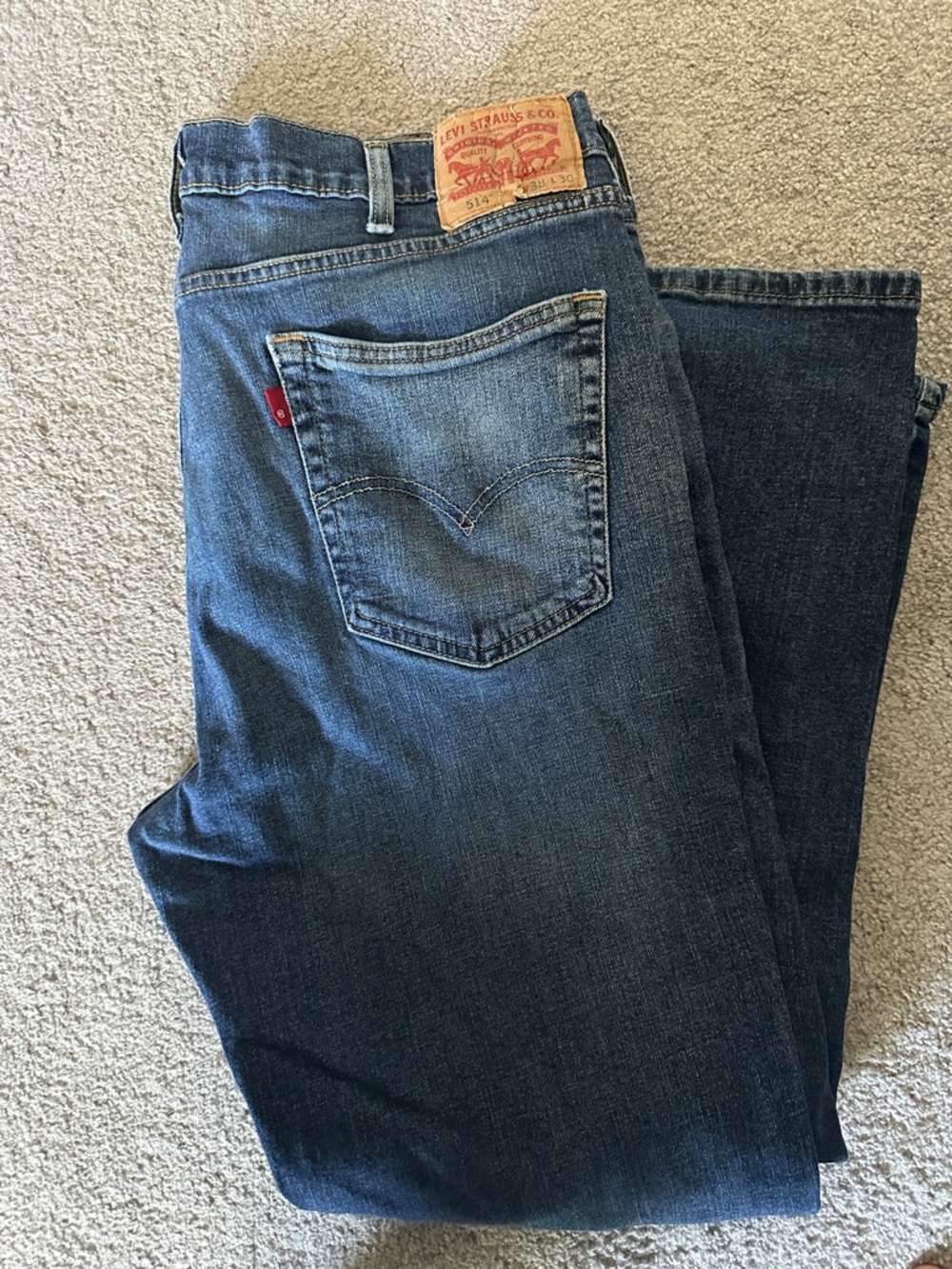 Levi's Men's Dark Blue Straight Jeans with Leather Patch